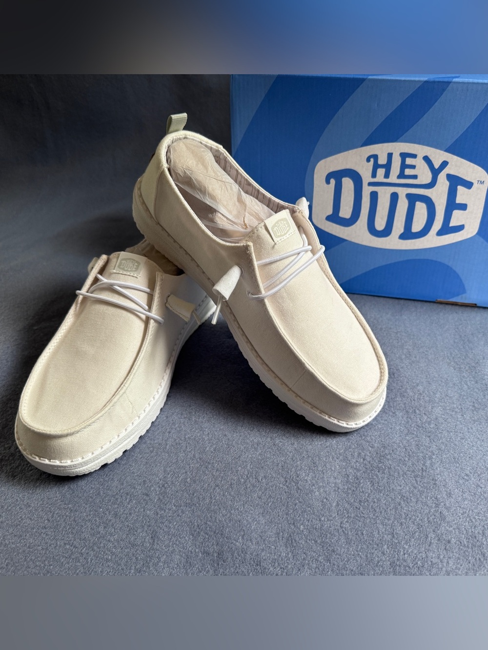 Hey Dude Wendy Chambray Bright White Canvas Slip-On Loafers